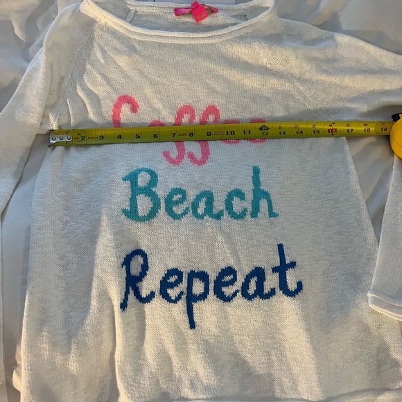 Lilly Pulitzer White and Pink Sweater Cozy Crew Neck - Picture 3 of 3
